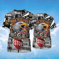 Funny Eagle Lover T-Shirt Born To Be Free Eagle And Bike 3D Unisex Shirt