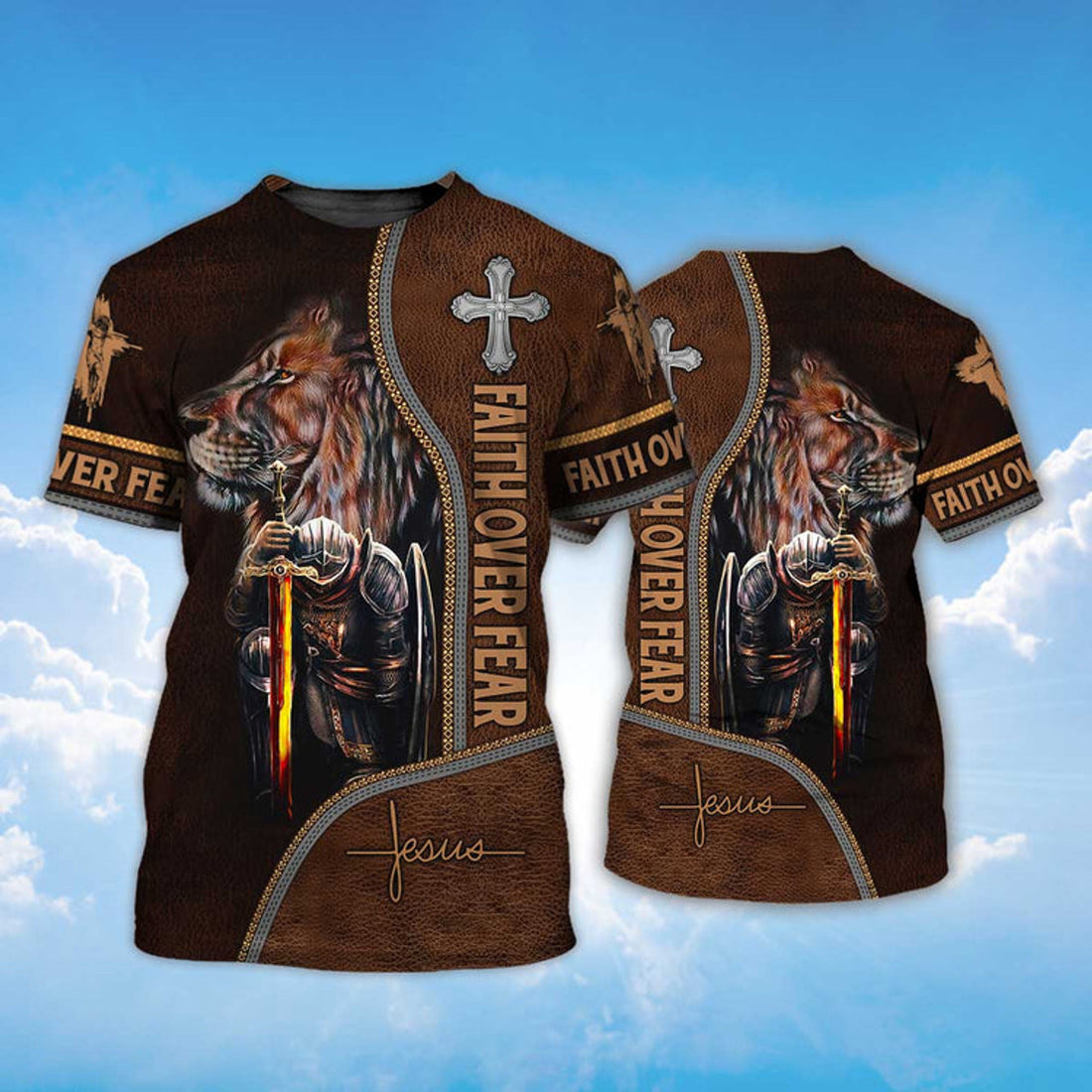 Custom 3D All Over Print Faith Over Fear Shirt Knight Templar T-Shirt