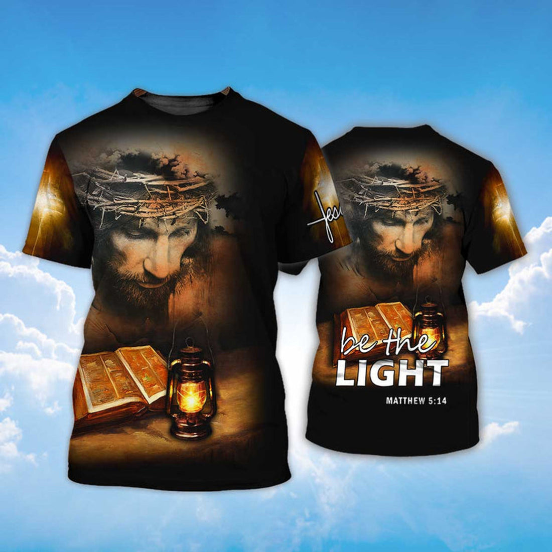FUNSTUFFPRINT 3D All Over Printed God Jesus Unisex T-Shirt Be The Light Christian Jesus Shirt 3D T-shirt