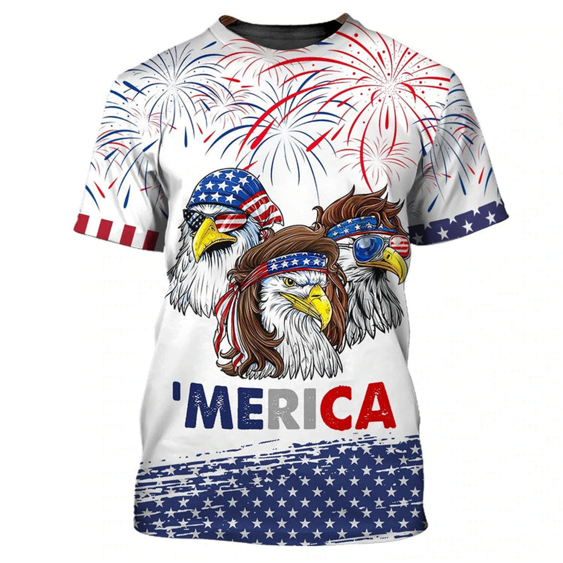 FUNSTUFFPRINT Eagle American Independence Day Is Coming 3D Full Print T-Shirt 4Th July Usa Shirt 3D T-shirt