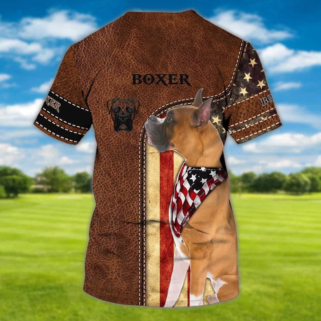 FUNSTUFFPRINT Custom 3D Boxer on T-Shirt American Flag Pattern 3D T-shirt