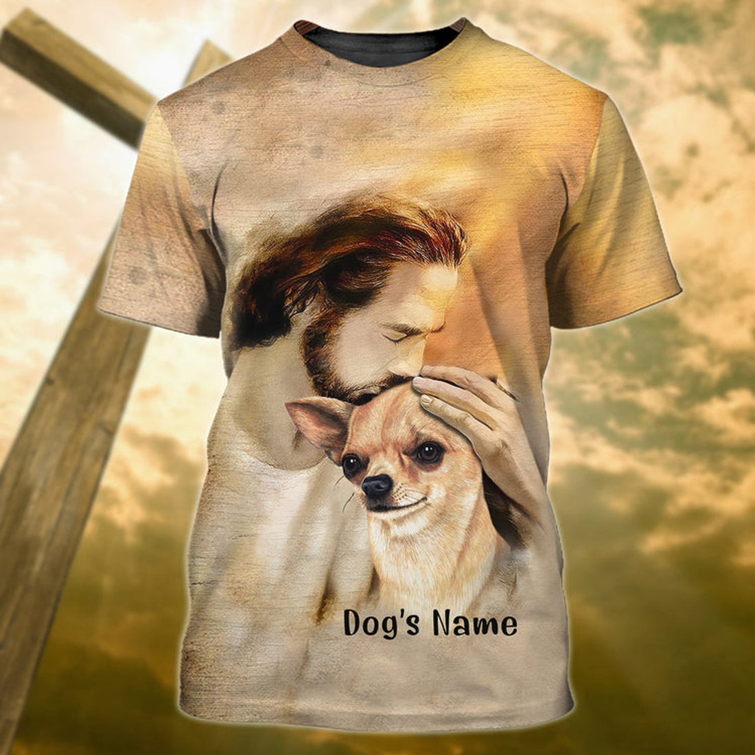 FUNSTUFFPRINT Custom God Sent Me Chihuahua T-Shirt Gift For Christian Jesus Lover And Dog Shirt 3D T-shirt