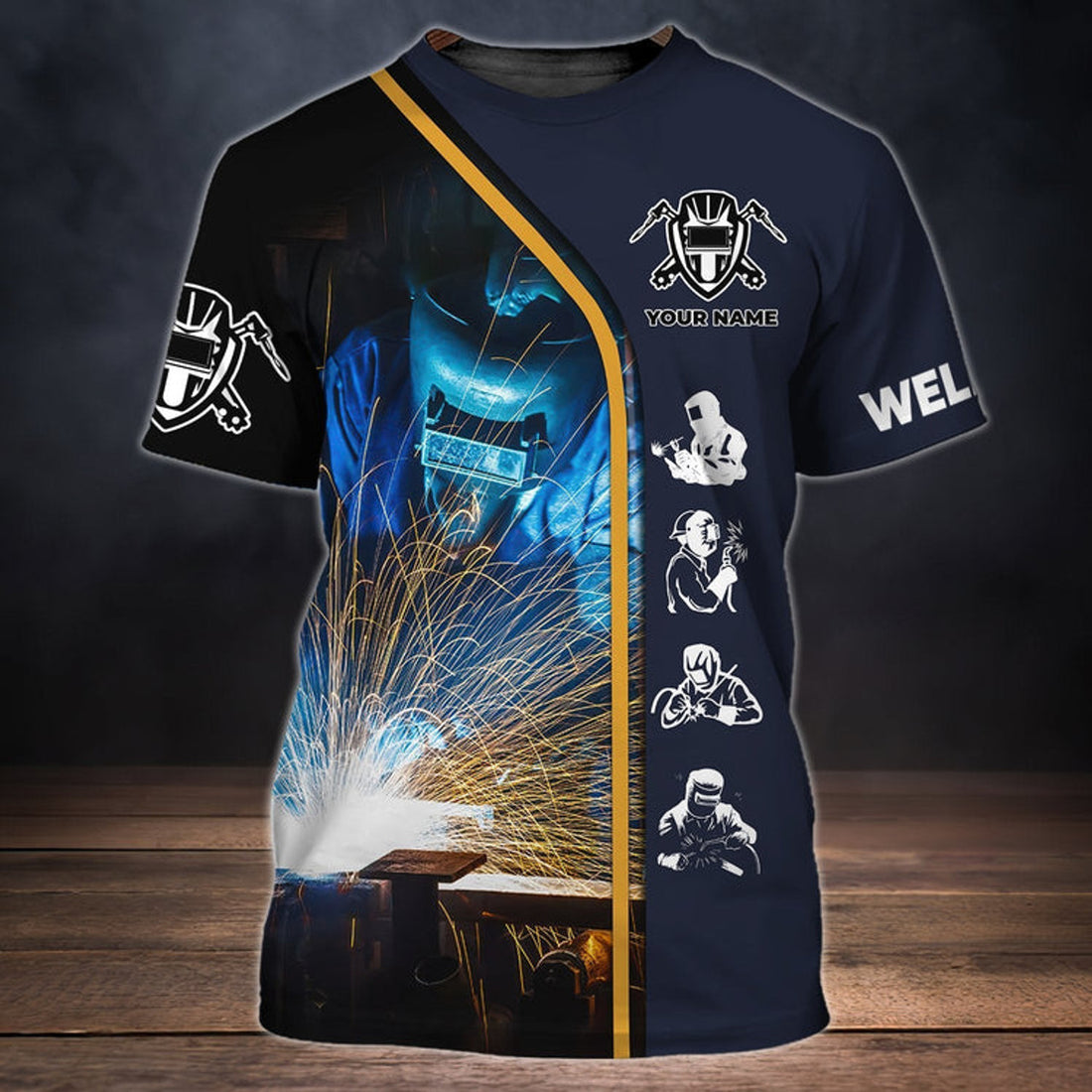 FUNSTUFFPRINT Personalized Cool Welder T-Shirt, 3D All Over Printed BesT-Shirts For Welder, Welding Shirt 3D T-shirt