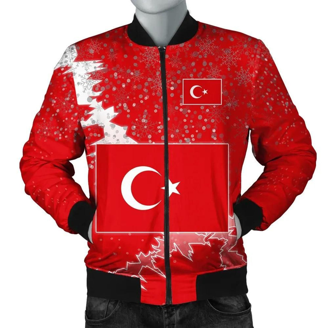 FUNSTUFFPRINT Turkey Christmas Coat Of Arms Men Bomber Jacket Style 3D Bomber Jacket