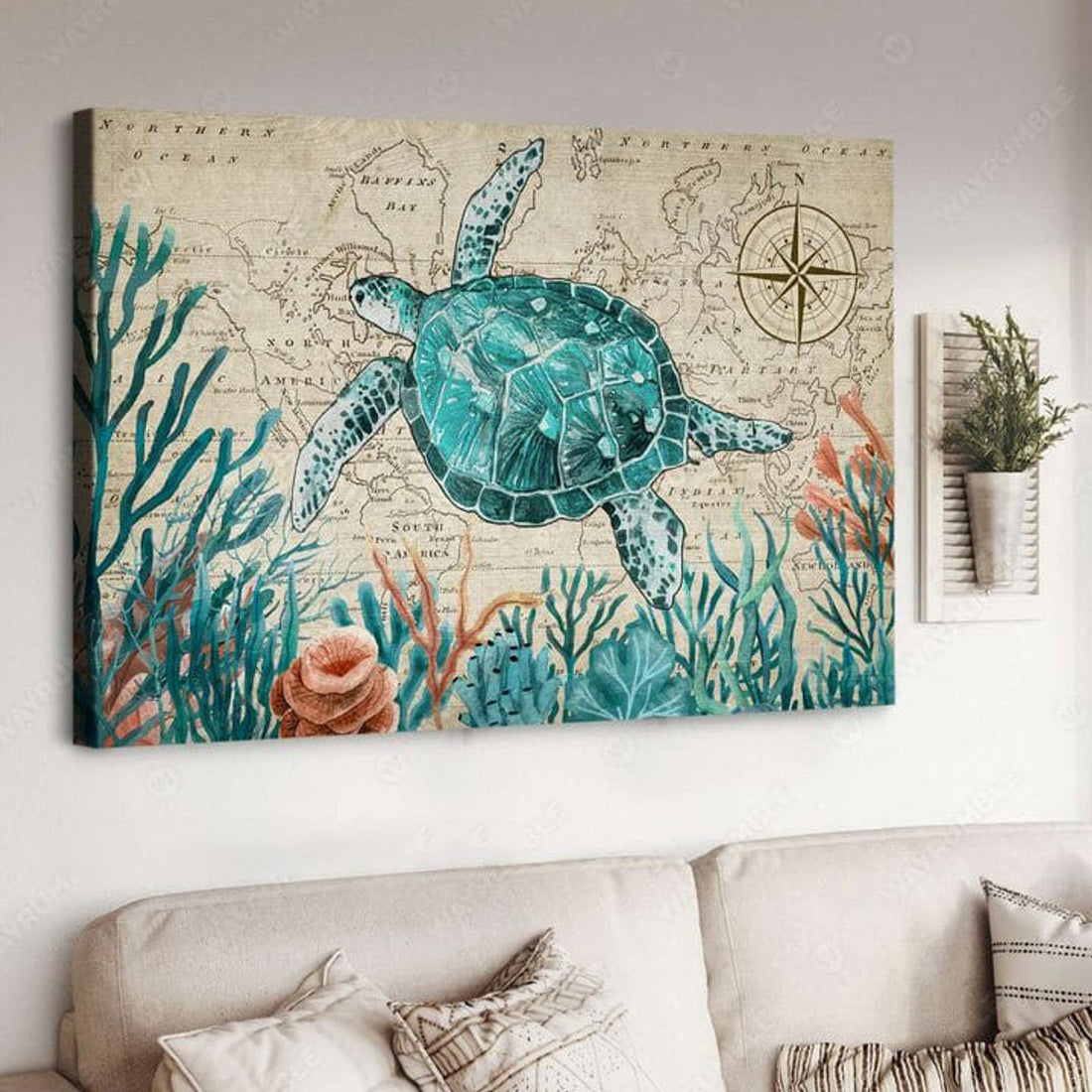 Turtle Poster, Ocean Lover, Poster Decor, Wall Poster Poster and Canvas