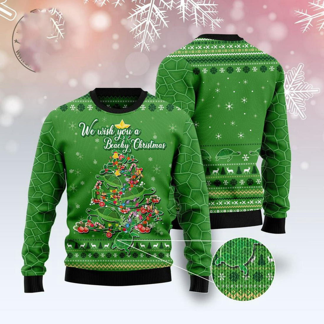 FUNSTUFFPRINT Turtle Christmas Tree Ugly Christmas Sweater, Xmas Tree Sweater, Christmas Sweater Ugly  Sweater