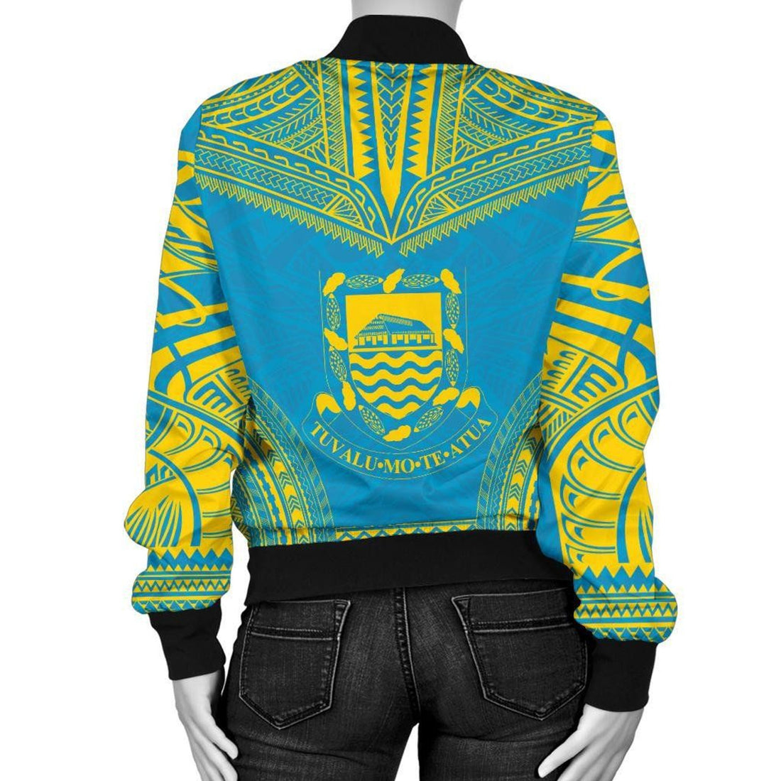 FUNSTUFFPRINT Tuvalu Flag Polynesian Chief Women'S Bomber Jacket - 3D Bomber Jacket