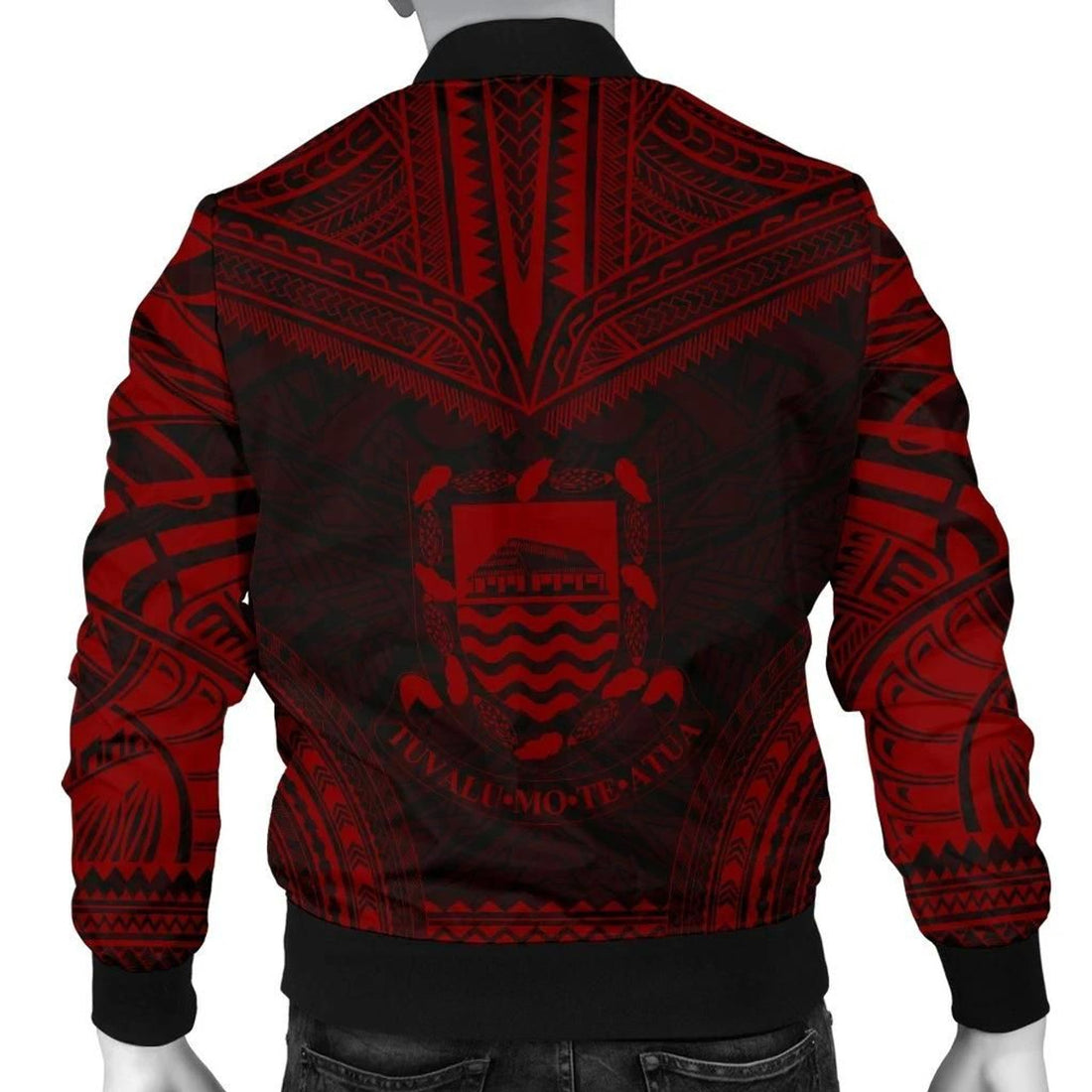 FUNSTUFFPRINT Tuvalu Polynesian Chief Men's Bomber Jacket - Red Version - 3D Bomber Jacket