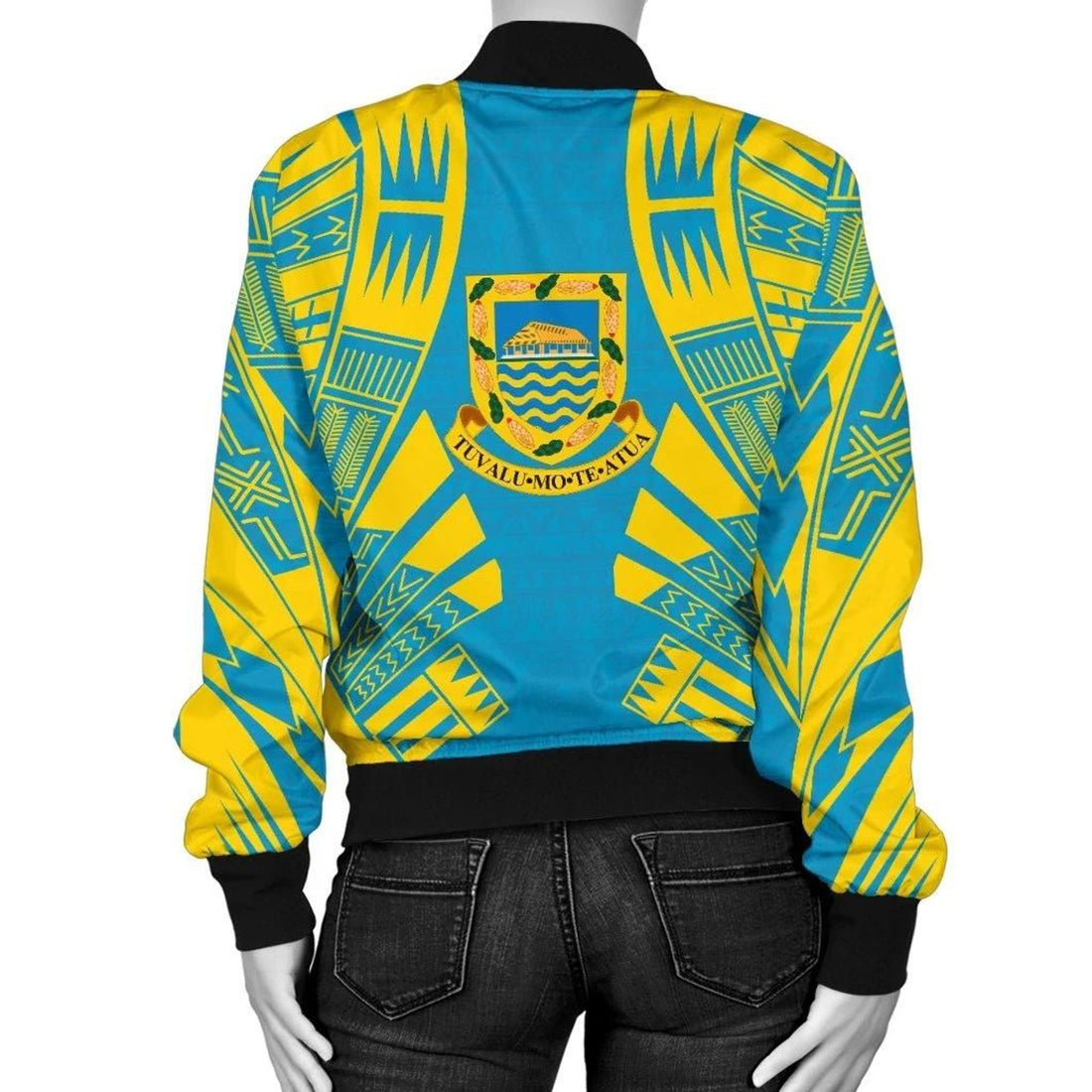 FUNSTUFFPRINT Tuvalu Women Bomber Jacket - Polynesian Tattoo Flag - 10 3D Bomber Jacket