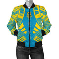 FUNSTUFFPRINT Tuvalu Women Bomber Jacket - Polynesian Tattoo Flag - 10 3D Bomber Jacket