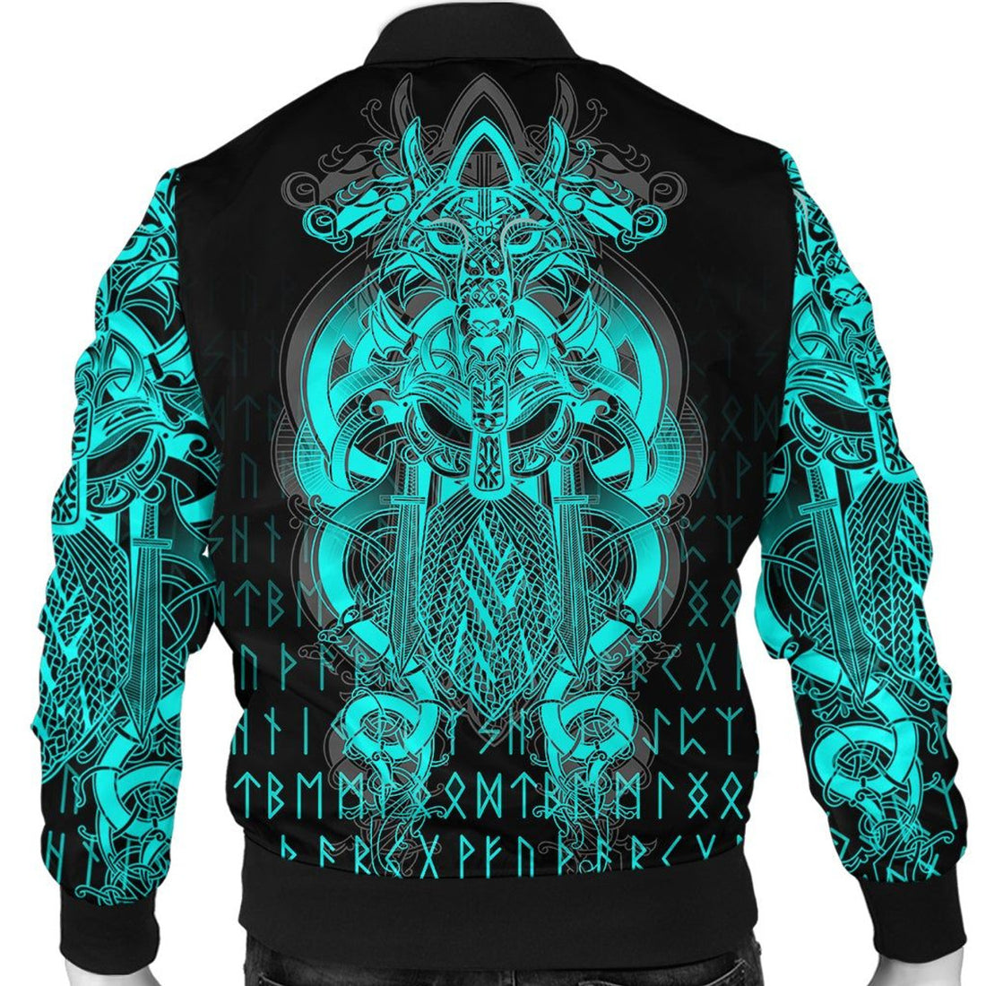FUNSTUFFPRINT Tyr Tattoo Cyan 3D Bomber Jacket