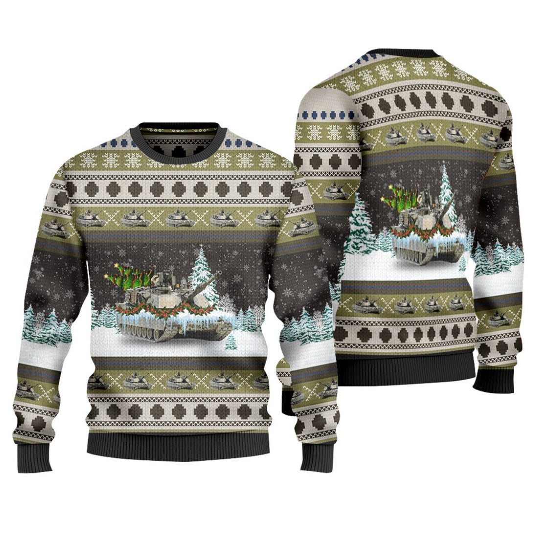 FUNSTUFFPRINT US Army M1A2 SEP Tank Christmas Sweater 3D, Christmas Gift For Military Personnel Ugly  Sweater