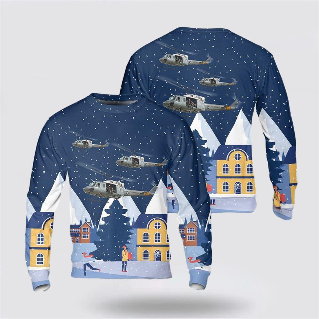 FUNSTUFFPRINT US Air Force Bell UH-1N Twin Huey 3D Sweater – Christmas Gift For Military Personnel Ugly  Sweater