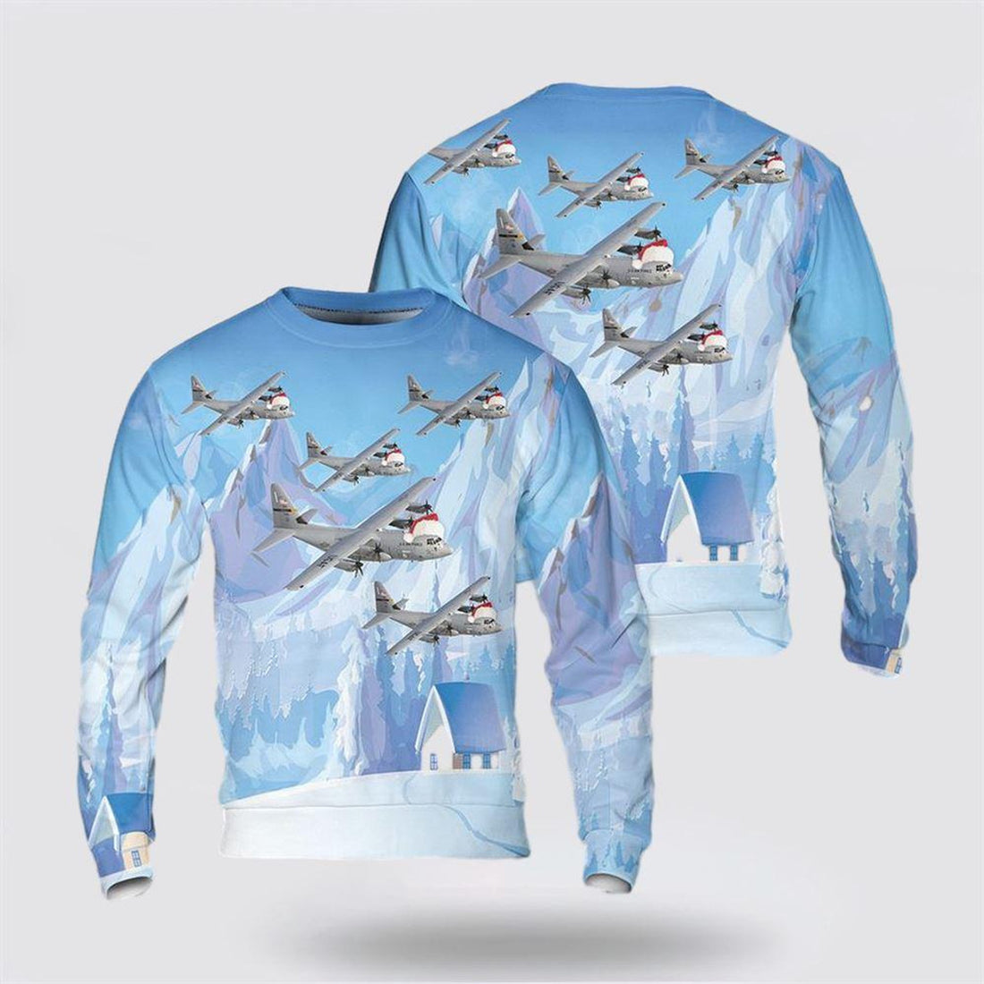 FUNSTUFFPRINT US Air Force C-130J Super Hercules 3D Sweater – Christmas Gift For Military Personnel Ugly  Sweater