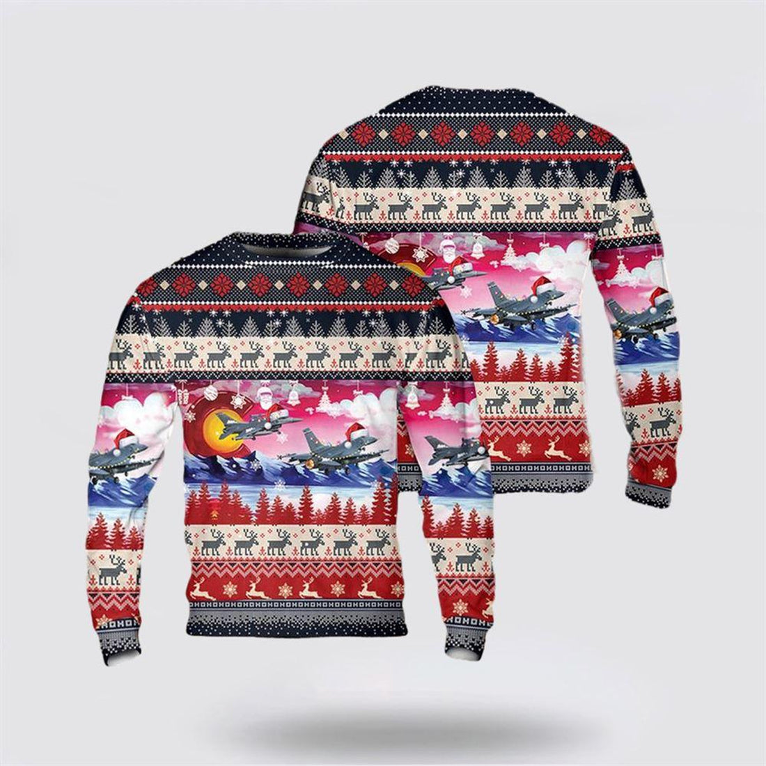 FUNSTUFFPRINT US Air Force Colorado Air National Guard 140th Wing F-16 Falcon Christmas Sweater 3D – Christmas Gift For Military Personnel Ugly  Sweater