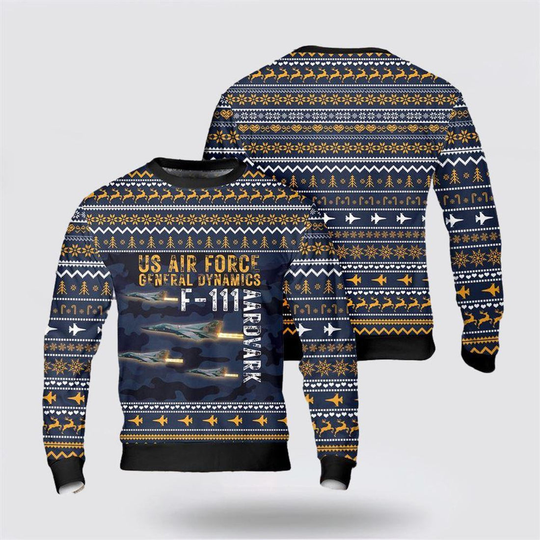 FUNSTUFFPRINT US Air Force General Dynamics F-111 Aardvark Christmas Sweater 3D – Christmas Gift For Military Personnel Ugly  Sweater