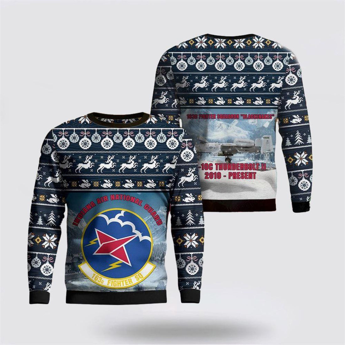 FUNSTUFFPRINT US Air Force Indiana Air National Guard 122d Fighter Wing AOP Ugly Sweater 3D - Christmas Gift For Military Personnel Ugly Sweater