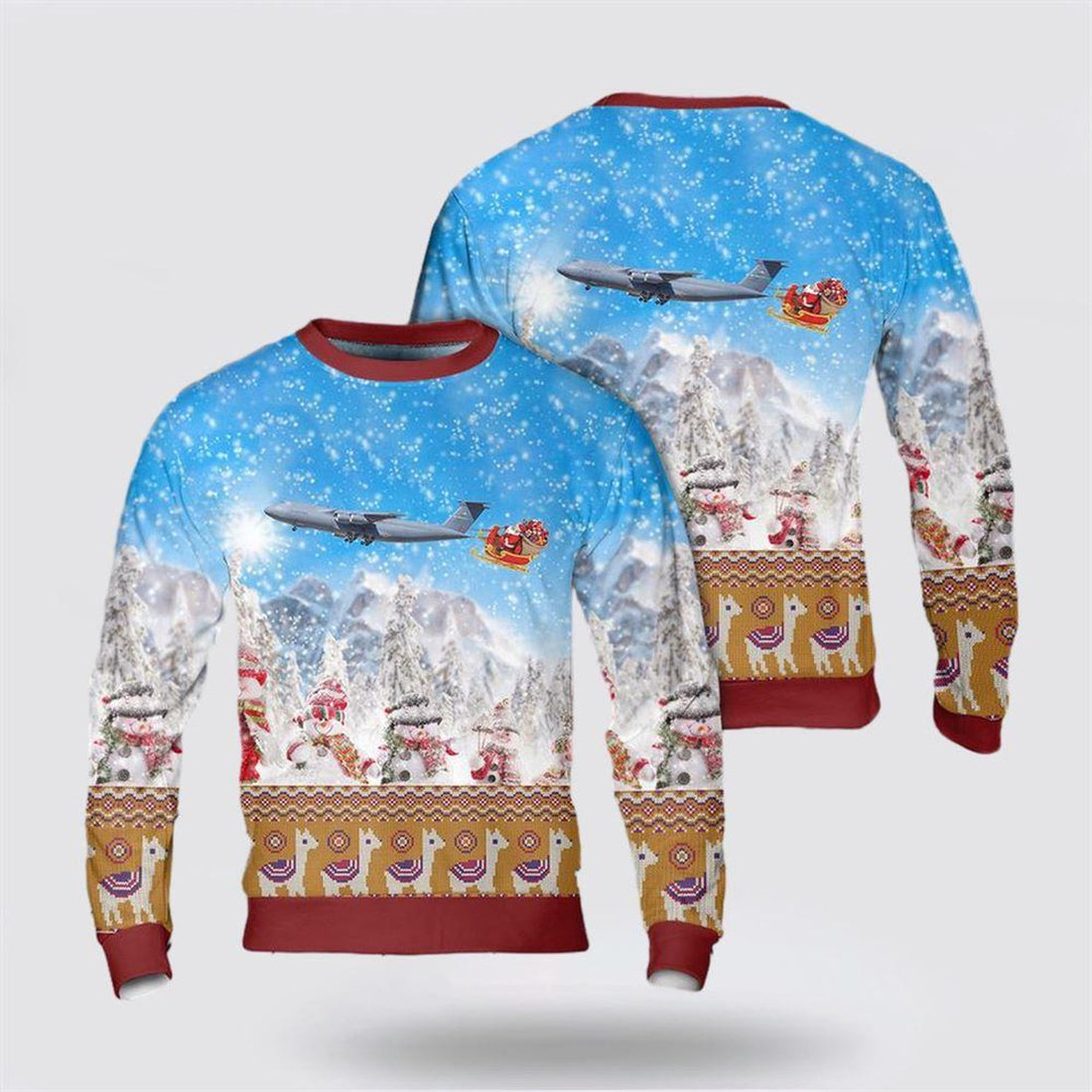 FUNSTUFFPRINT US Air Force Lockheed C-5 Galaxy Christmas AOP Sweater – Christmas Gift For Military Personnel Ugly  Sweater