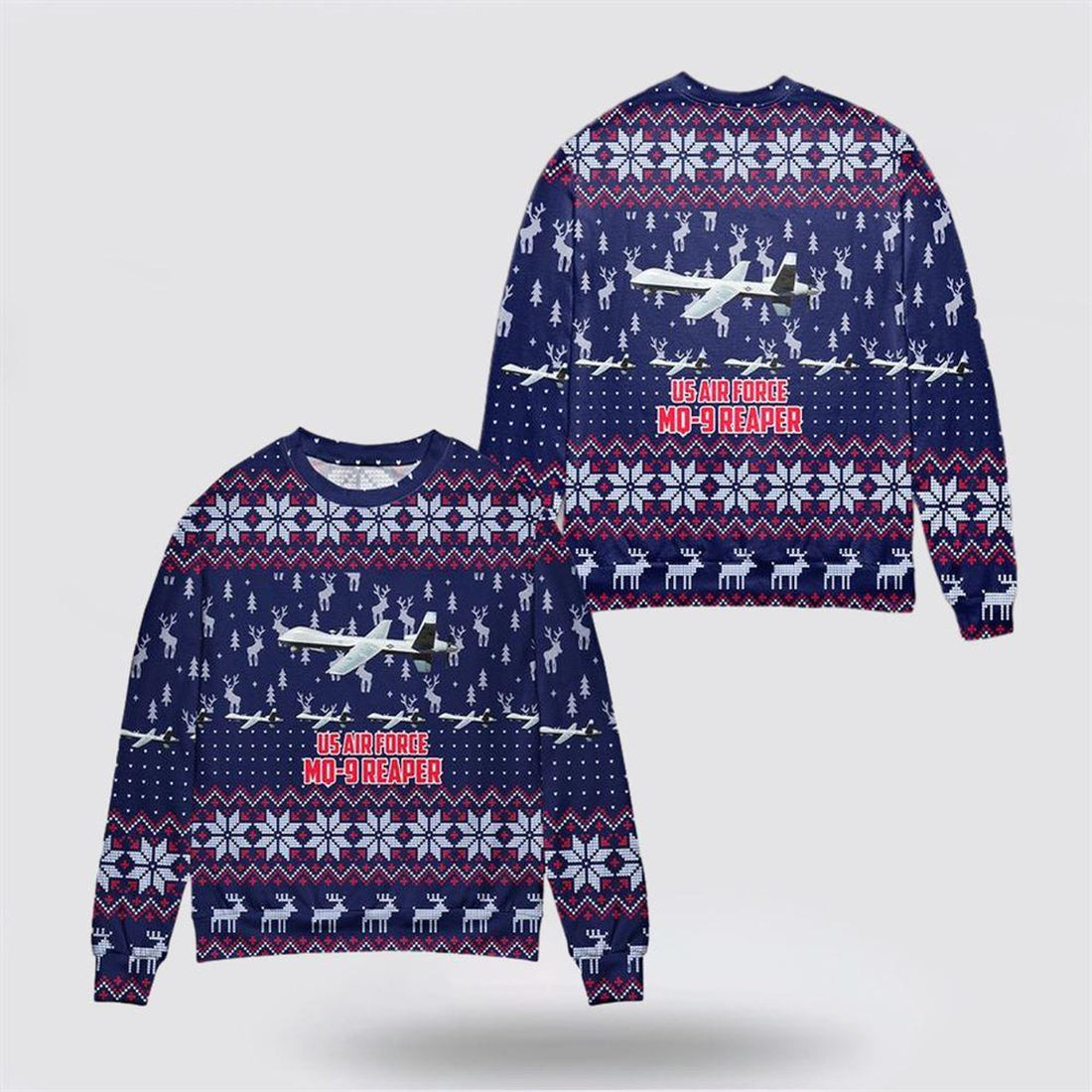 FUNSTUFFPRINT US Air Force MQ-9A Reaper Sweater 3D – Christmas Gift For Military Personnel Ugly  Sweater