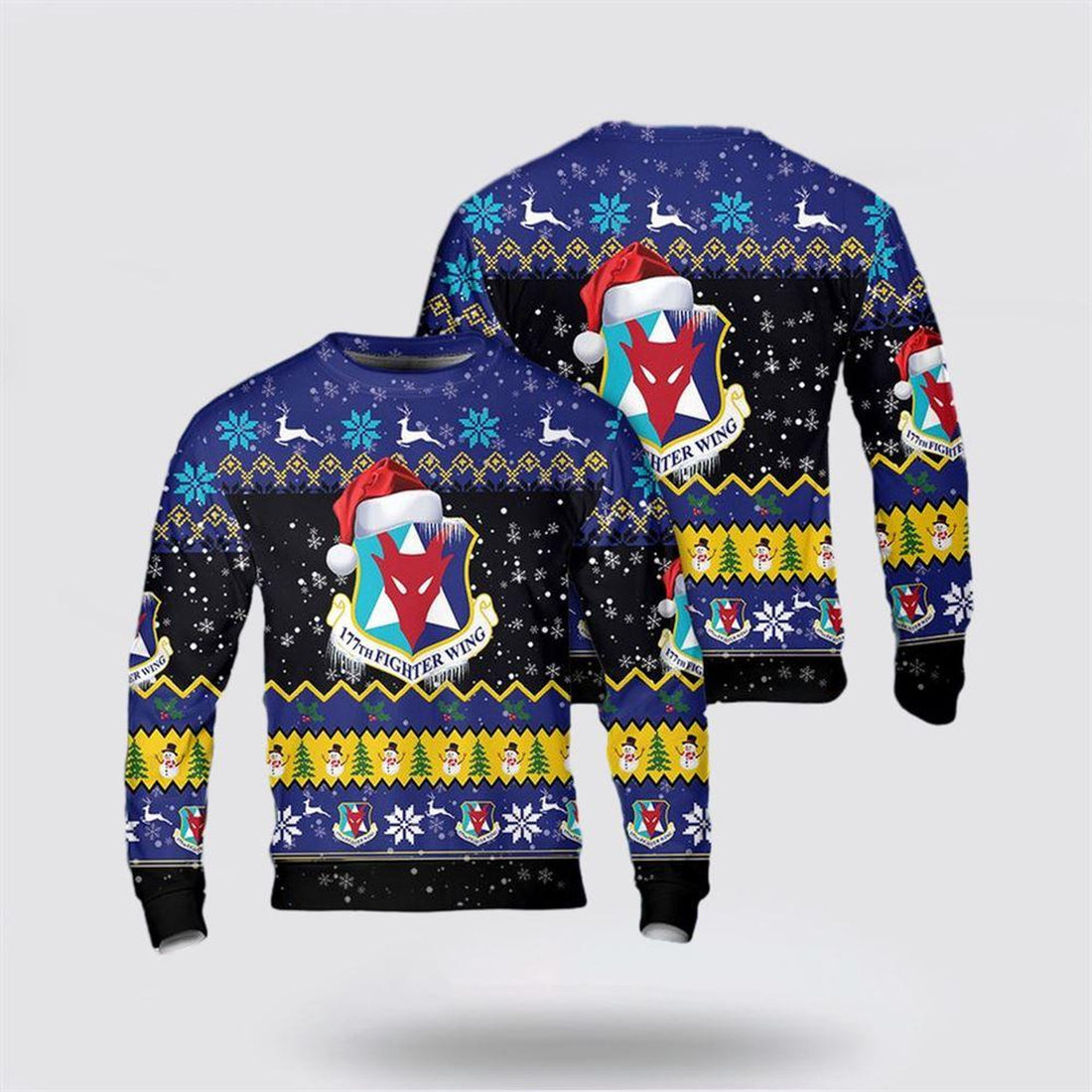 FUNSTUFFPRINT US Air Force New Jersey Air National Guard, 177th Fighter Wing Christmas Sweater 3D – Christmas Gift For Military Personnel Ugly  Sweater
