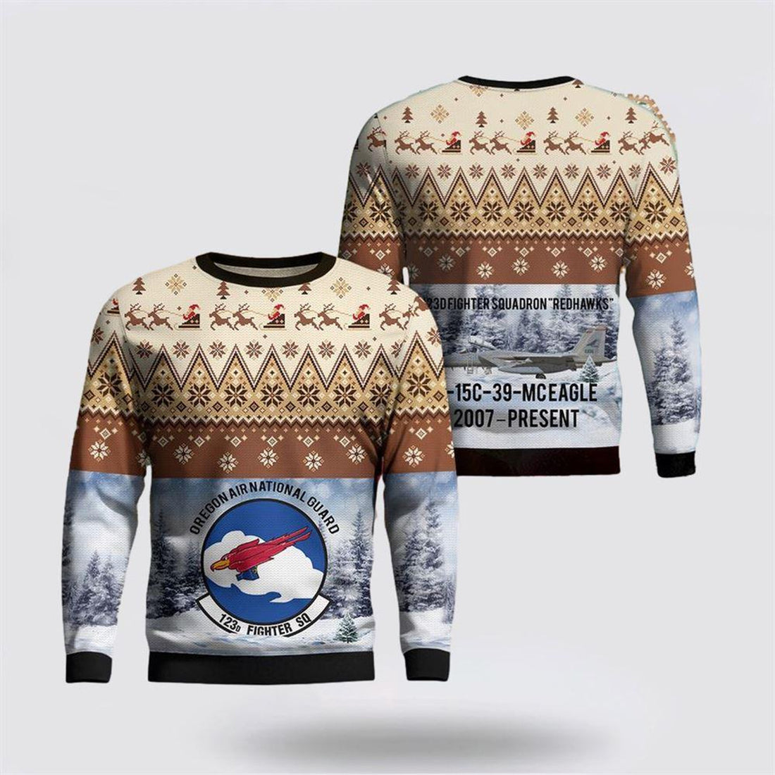 FUNSTUFFPRINT US Air Force Oregon Air National Guard 123d Fighter AOP Ugly Sweater3D - Christmas Gift For Military Personnel Ugly Sweater