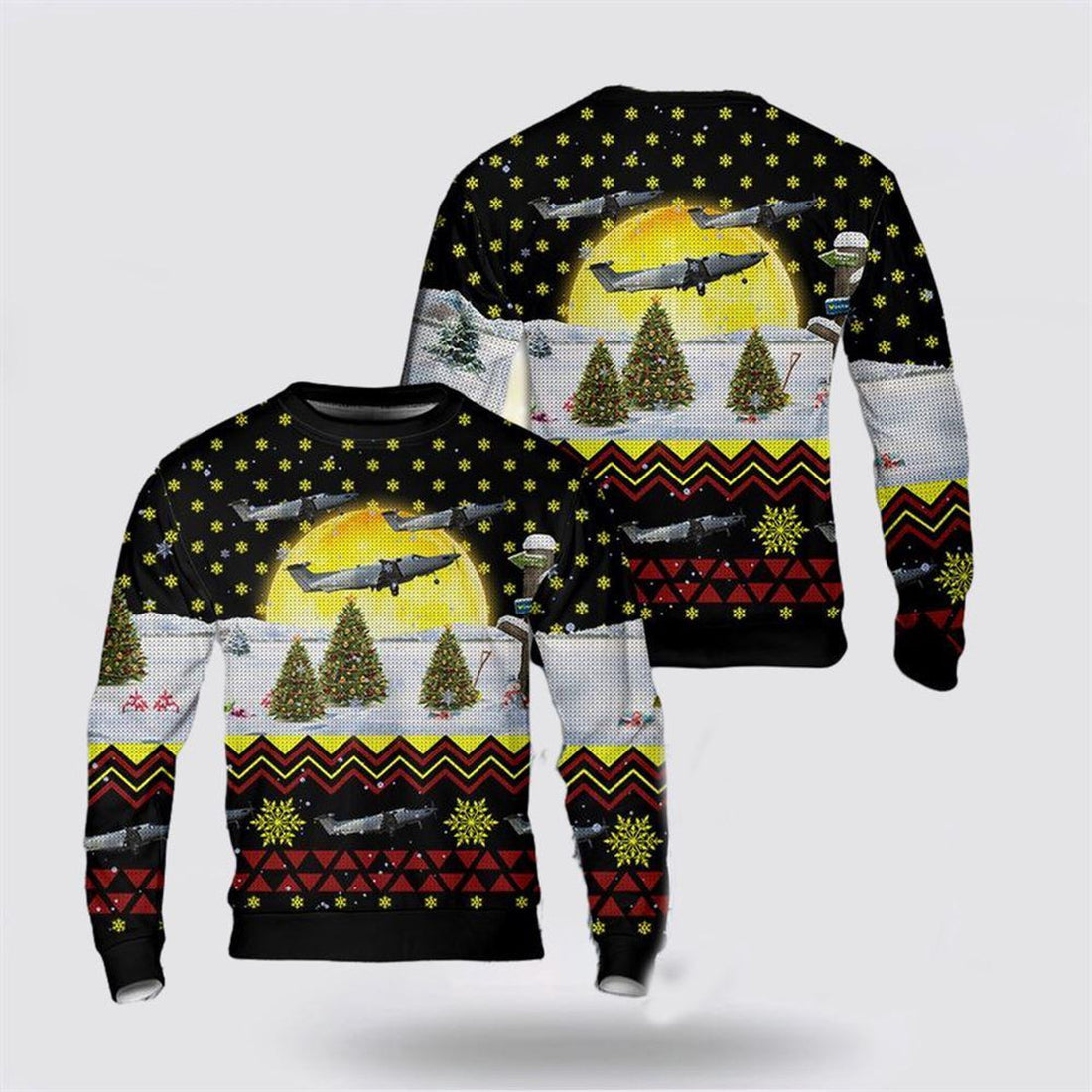FUNSTUFFPRINT US Air Force Pilatus U-28A Draco 07-0838 Christmas AOP Sweater – Christmas Gift For Military Personnel Ugly  Sweater