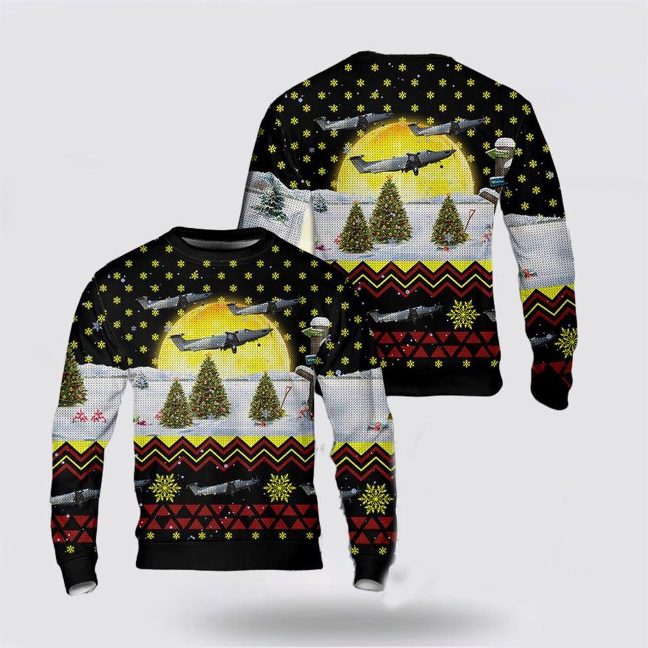 FUNSTUFFPRINT US Air Force Pilatus U-28A Draco 07-0838 Christmas AOP Sweater – Christmas Gift For Military Personnel Ugly  Sweater