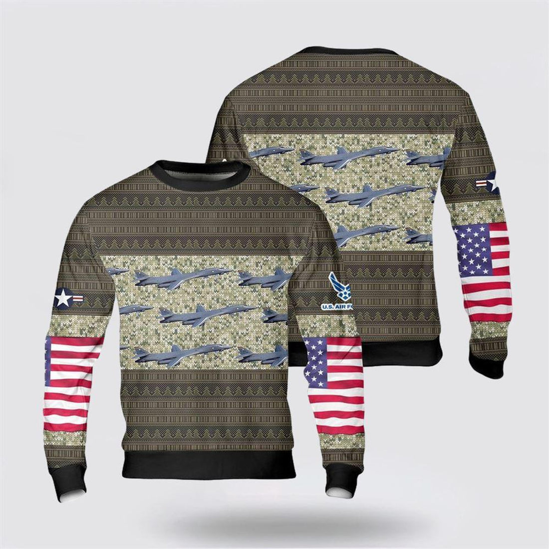 FUNSTUFFPRINT US Air Force Rockwell B-1B Lancer Sweater 3D – Christmas Gift For Military Personnel Ugly  Sweater