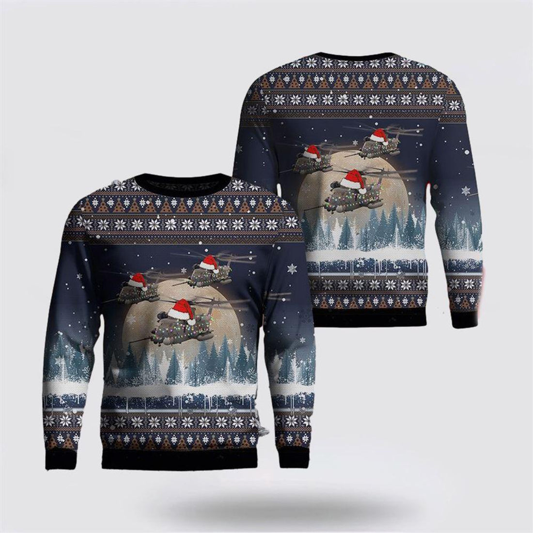 FUNSTUFFPRINT US Air Force Sikorsky MH-53 Christmas AOP Sweater – Christmas Gift For Military Personnel Ugly  Sweater