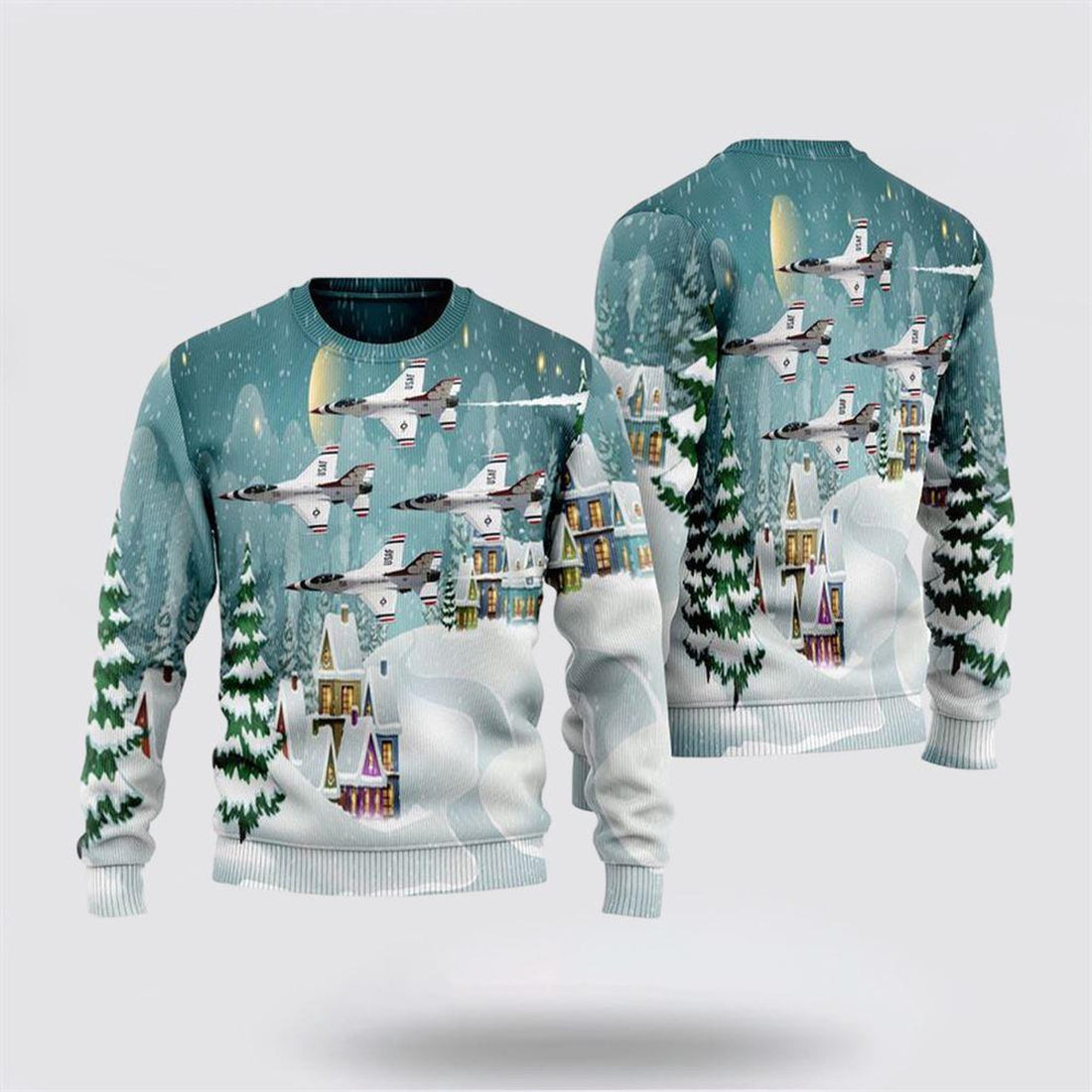 FUNSTUFFPRINT US Air Force Thunderbirds Christmas Sweater 3D – Christmas Gift For Military Personnel Ugly  Sweater