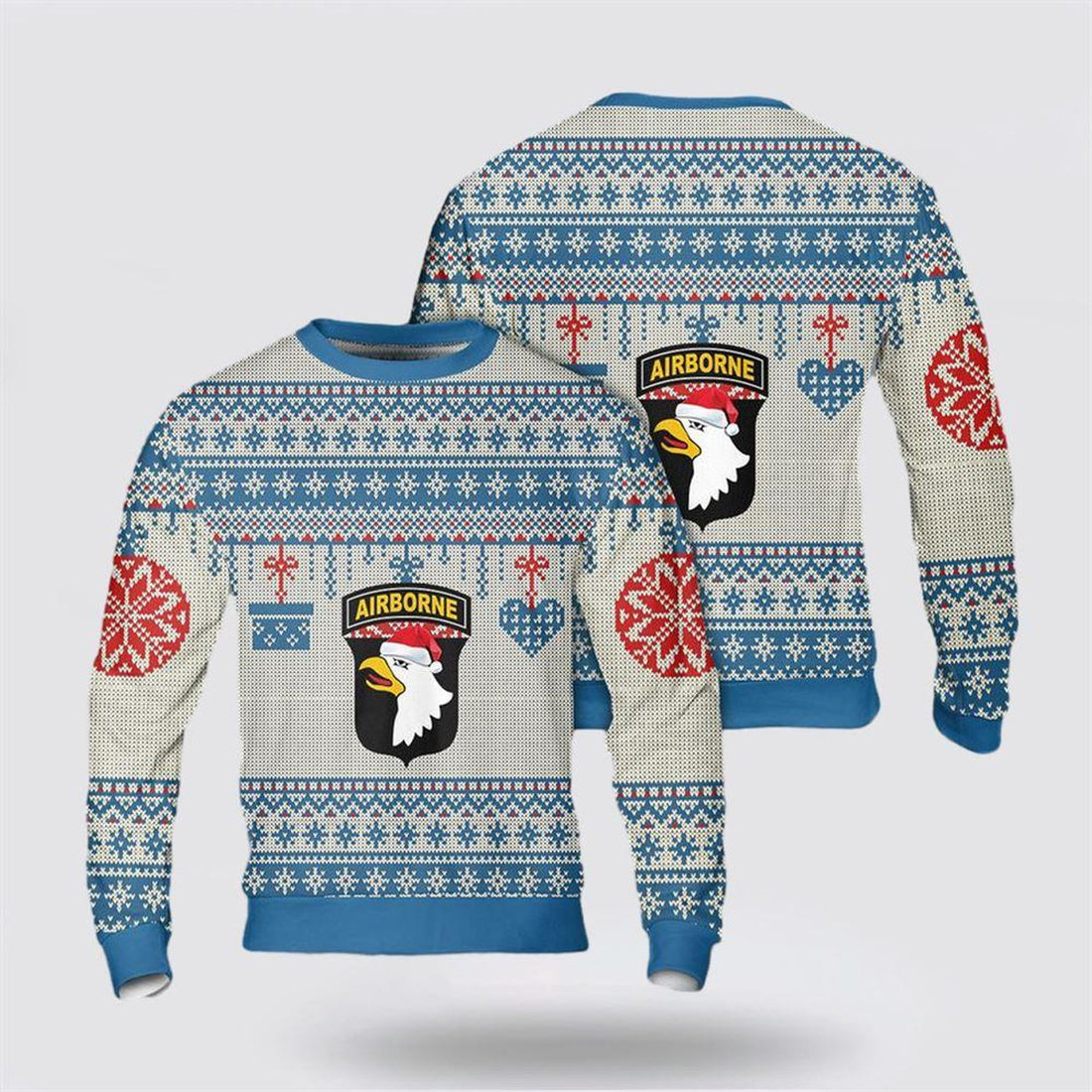 FUNSTUFFPRINT US Army 101st Airborne Division Christmas Sweater 3D, Christmas Gift For Military Personnel Ugly  Sweater