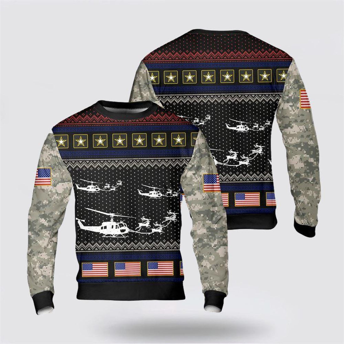 FUNSTUFFPRINT US Army Bell UH-1 Huey Christmas Sweater 3D, Christmas Gift For Military Personnel Ugly  Sweater