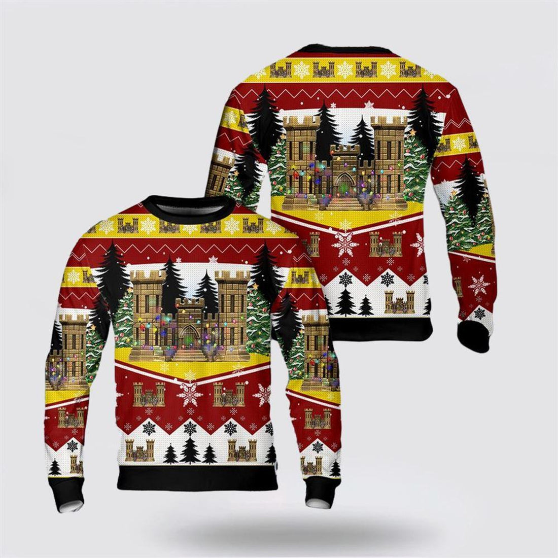 FUNSTUFFPRINT US Army Corps of Engineers Christmas AOP Sweater, Christmas Gift For Military Personnel Ugly  Sweater