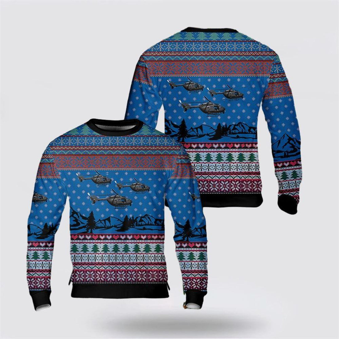 FUNSTUFFPRINT US Army Eurocopter-Kawasaki UH-72A Lakota Christmas Sweater, Christmas Gift For Military Personnel Ugly  Sweater