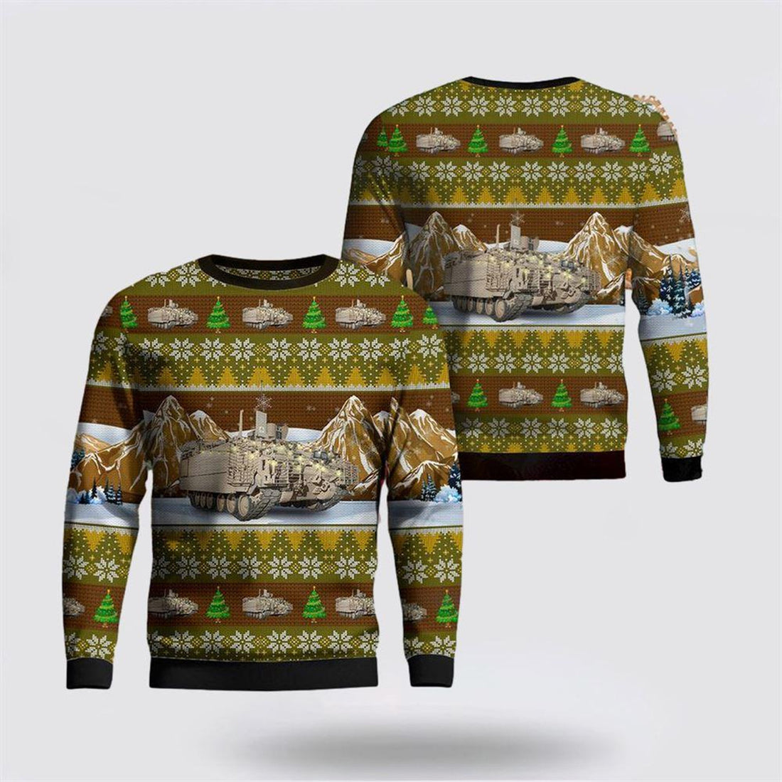 FUNSTUFFPRINT US Army M113 Armored Personnel Carrier Christmas Sweater 3D, Christmas Gift For Military Personnel Ugly  Sweater