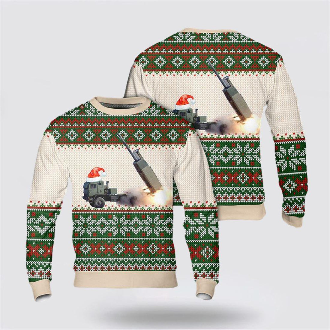 FUNSTUFFPRINT US Army M142 HIMARS Christmas Sweater 3D, Christmas Gift For Military Personnel Ugly  Sweater