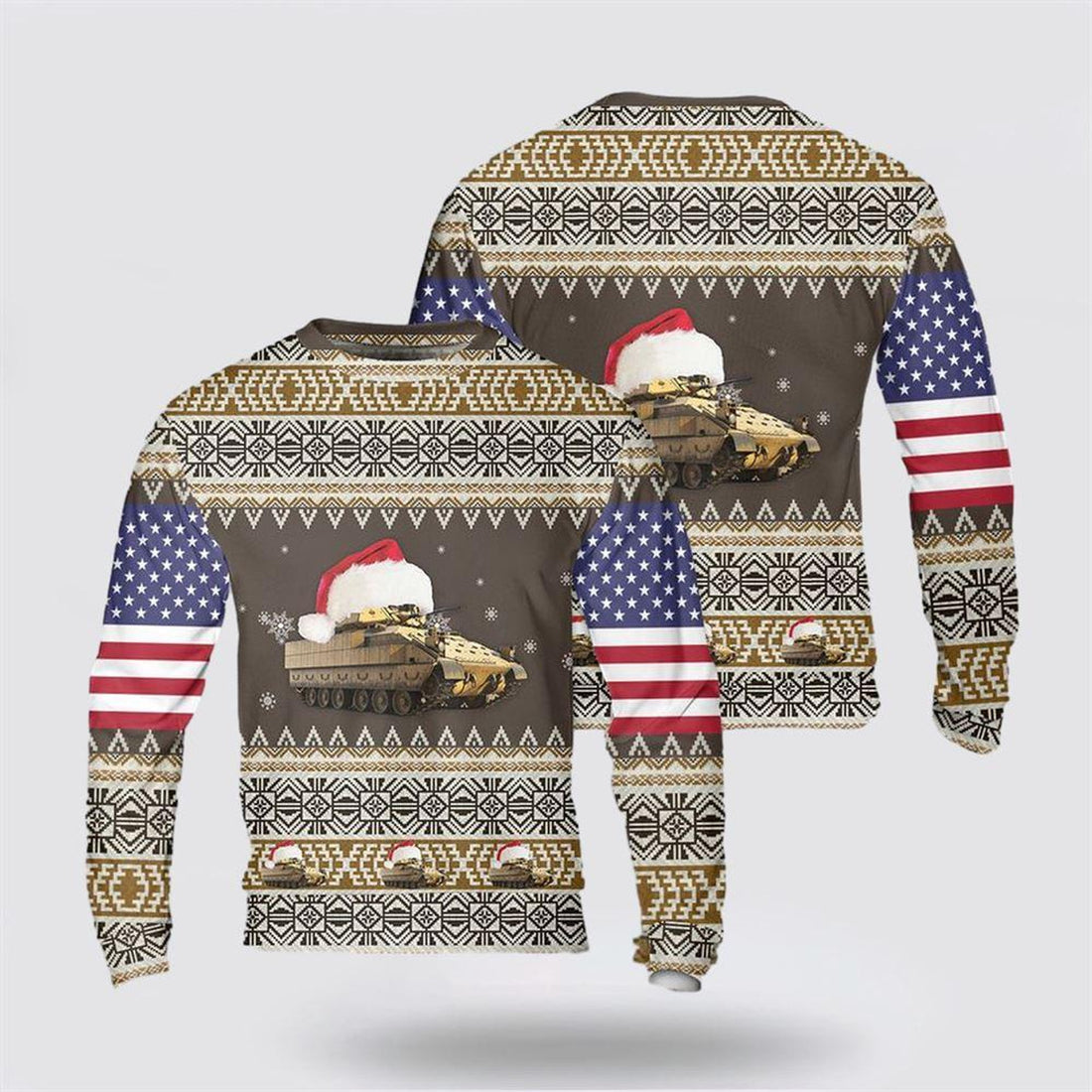 FUNSTUFFPRINT US Army M2A3 Bradley Christmas AOP Sweater 3D, Christmas Gift For Military Personnel Ugly  Sweater