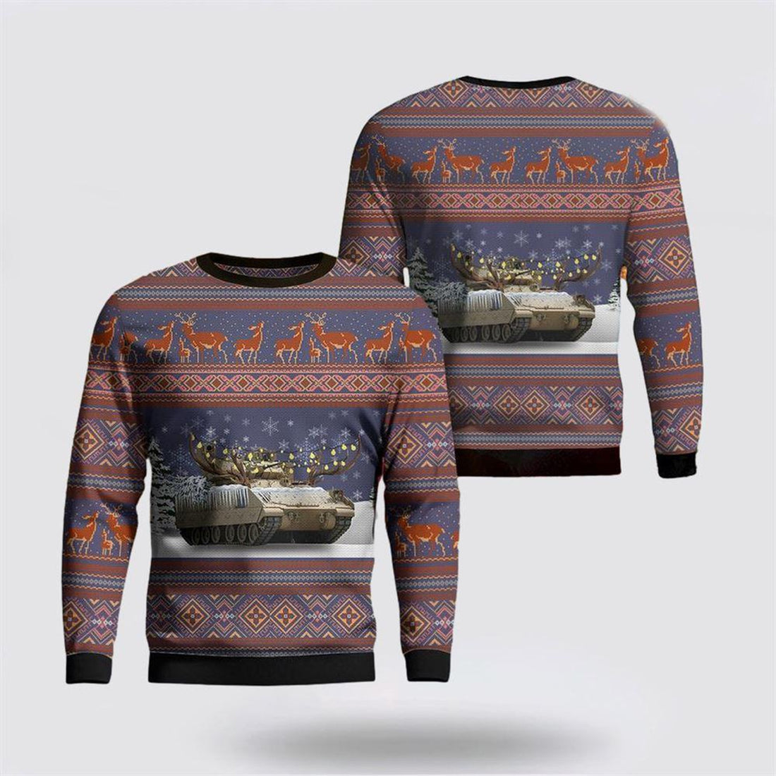 FUNSTUFFPRINT US Army M2A3 Bradley Christmas Sweater 3D, Christmas Gift For Military Personnel Ugly  Sweater