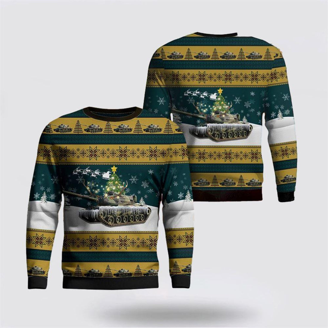 FUNSTUFFPRINT US Army M60A3 Patton Tank Christmas Sweater 3D, Christmas Gift For Military Personnel Ugly  Sweater