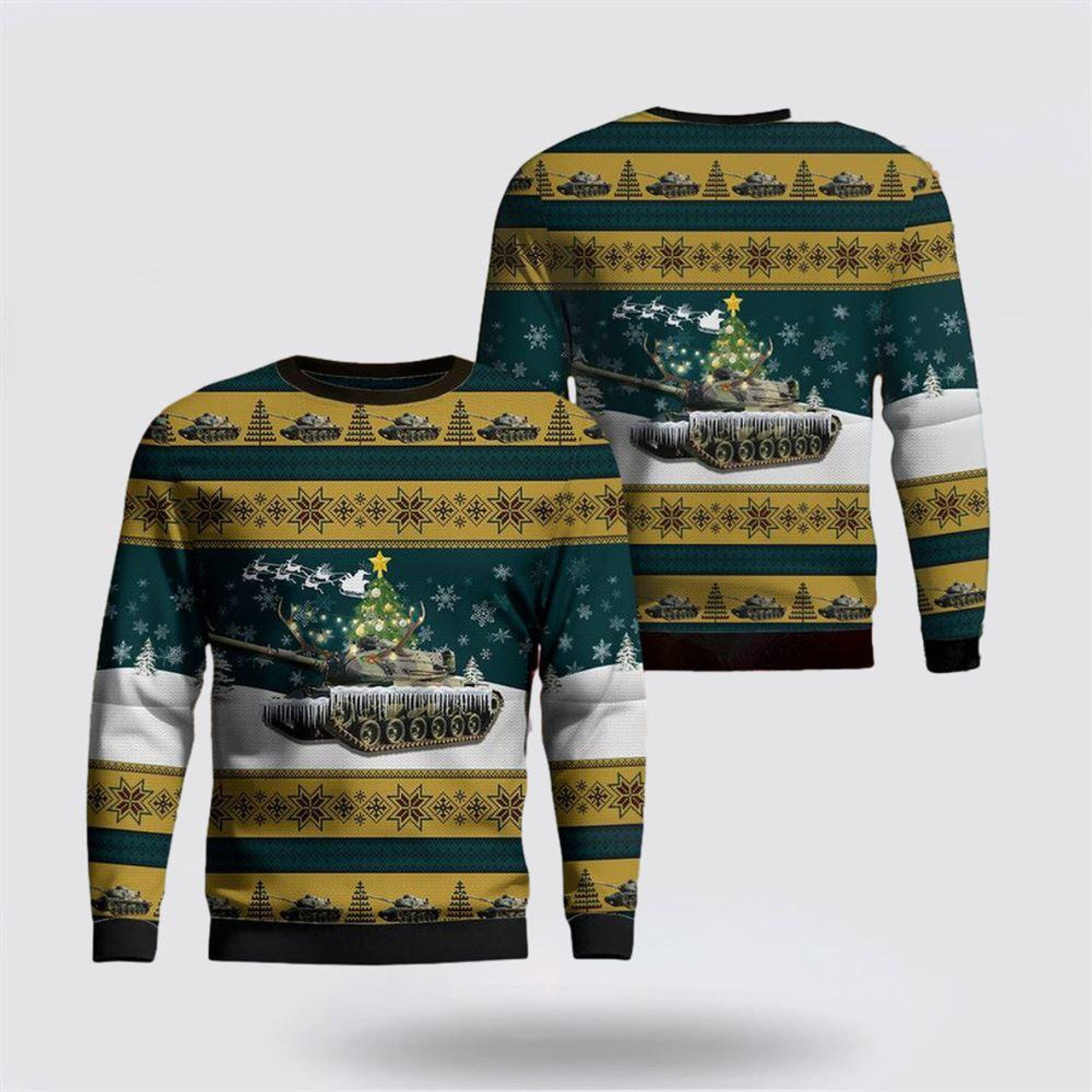 FUNSTUFFPRINT US Army M60A3 Patton Tank Christmas Sweater 3D, Christmas Gift For Military Personnel Ugly  Sweater