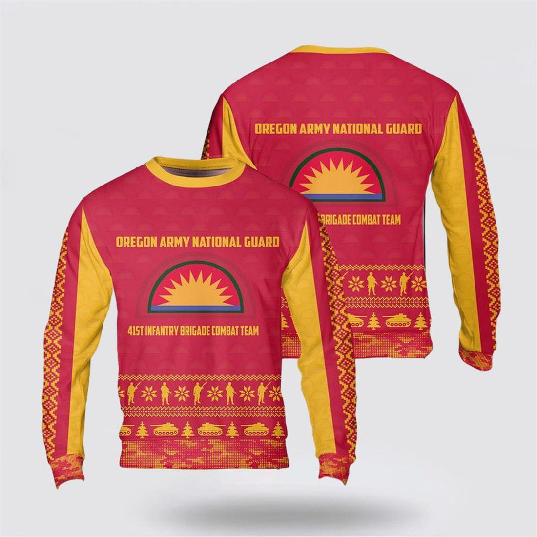 FUNSTUFFPRINT US Army Oregon Army National Guard 41st Infantry Brigade Combat Team Christmas Sweater 3D, Christmas Gift For Military Personnel Ugly  Sweater