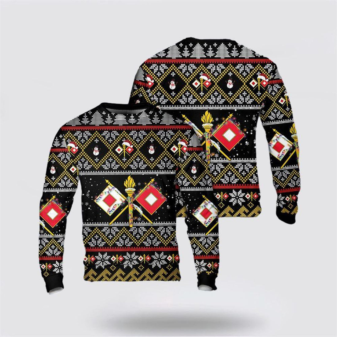 FUNSTUFFPRINT US Army Signal Corps Branch Badge Christmas AOP Sweater, Christmas Gift For Military Personnel Ugly  Sweater