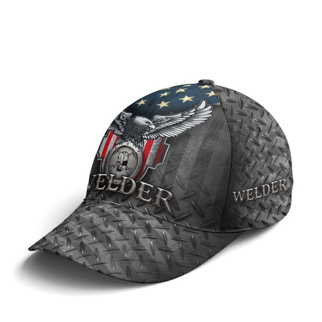 FUNSTUFFPRINT US Eagle Baseball Cap For Welder Metalic Style