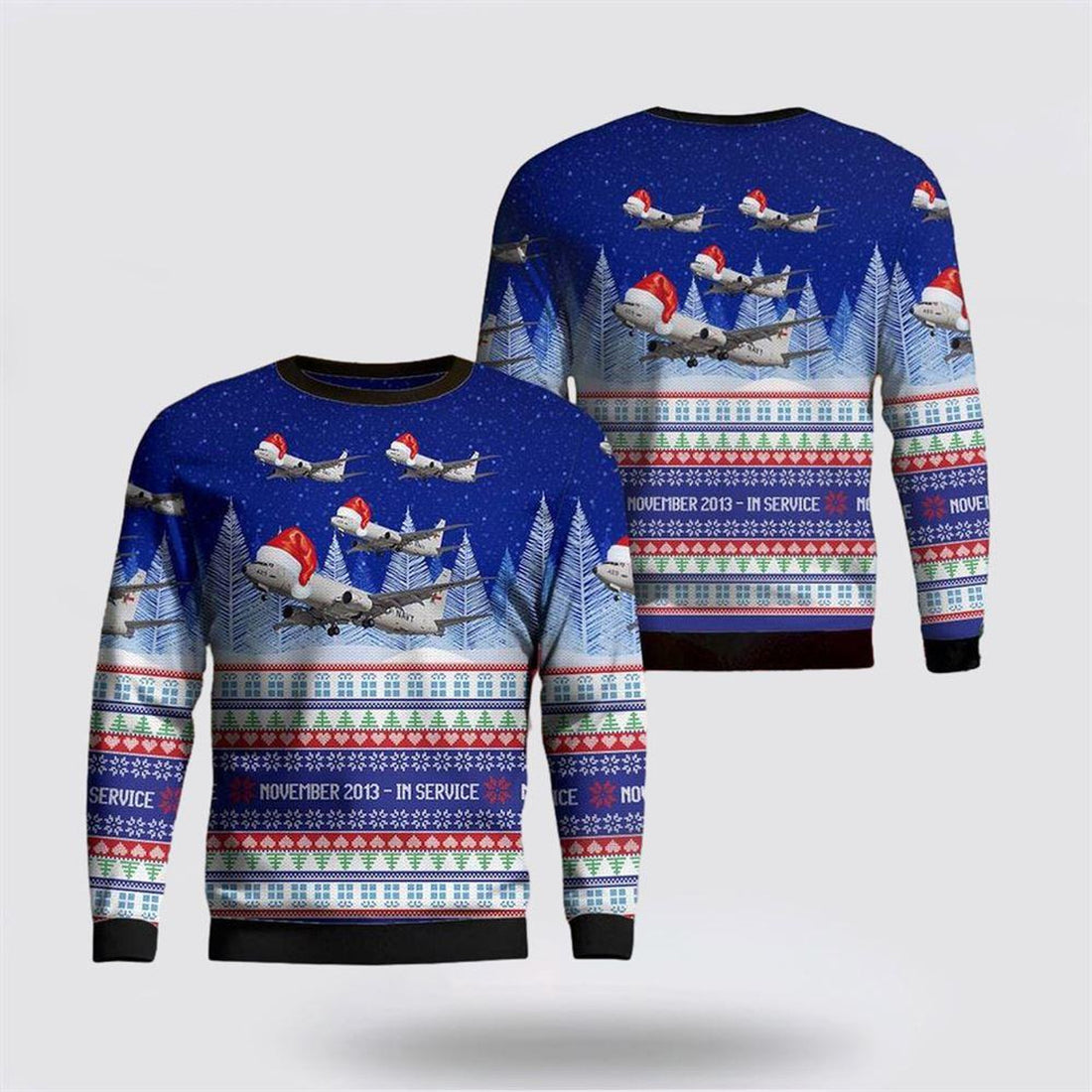 FUNSTUFFPRINT US Navy Boeing P-8 Poseidon Christmas Sweater 3D – Unique Christmas Sweater Gift For Military Personnel Ugly  Sweater