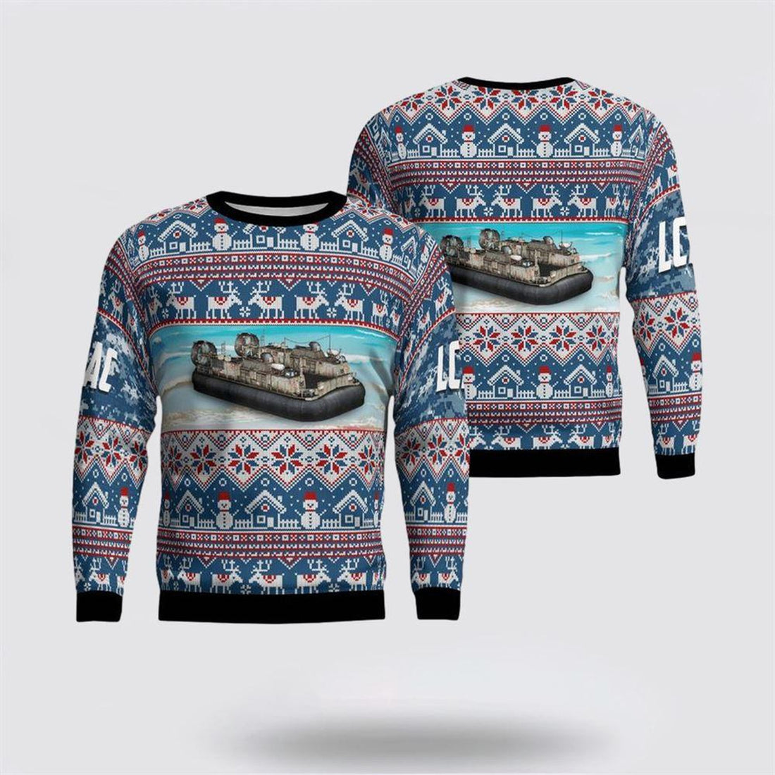 FUNSTUFFPRINT US Navy Landing Craft Air Cushion Sweater 3D – Unique Christmas Sweater Gift For Military Personnel Ugly  Sweater