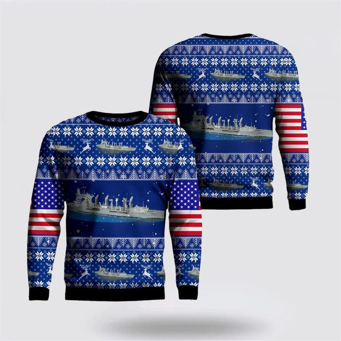 FUNSTUFFPRINT US Navy fleet oiler USS Platte 3D Sweater – Unique Christmas Sweater Gift For Military Personnel Ugly  Sweater