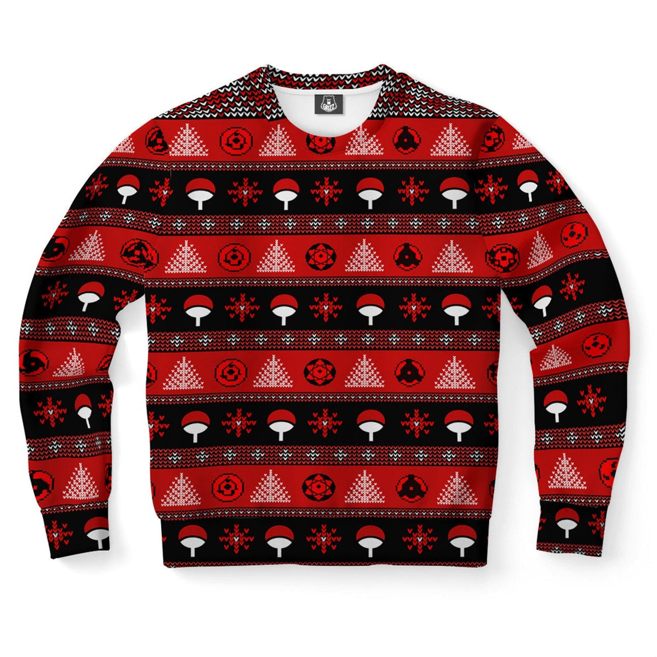 FUNSTUFFPRINT Uchiha Clan Pattern Ugly Christmas Sweater, Christmas Sweater, Ugly Sweater, Funny Xmas Sweaters Ugly Sweater