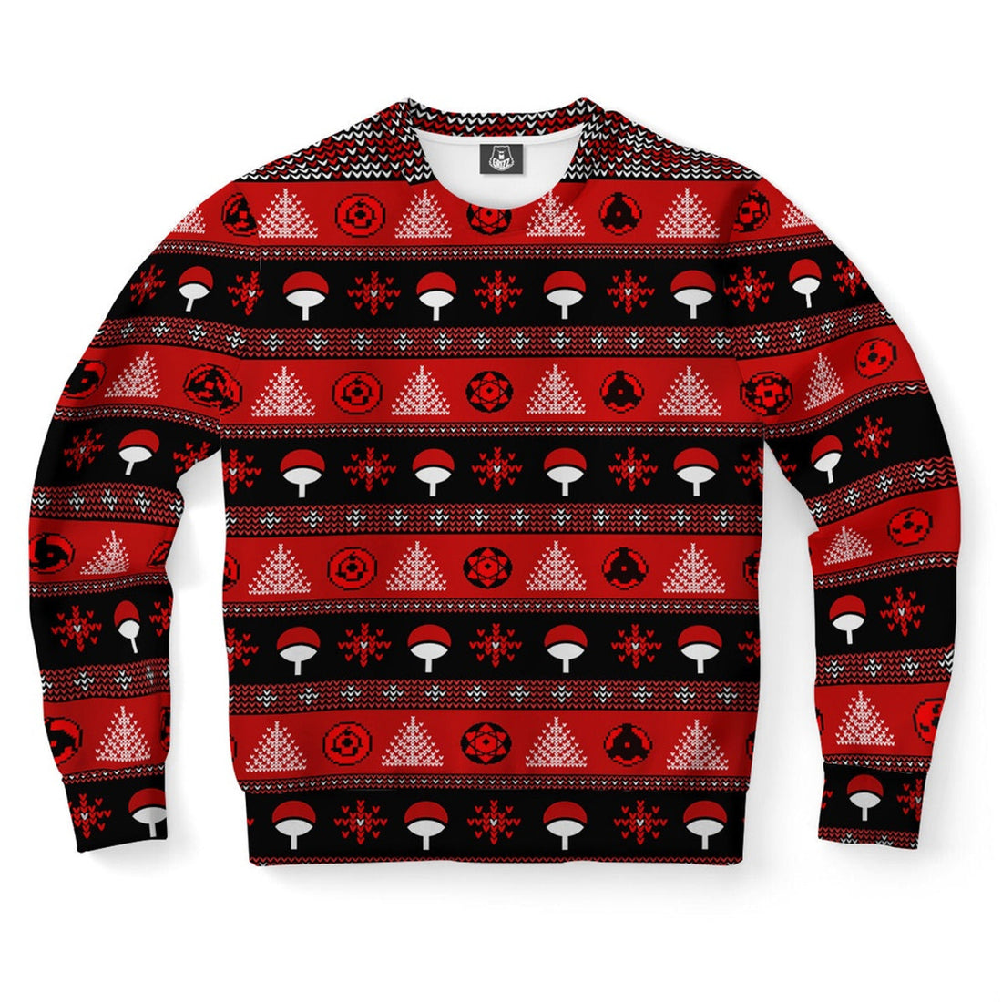 FUNSTUFFPRINT Uchiha Clan Pattern Ugly Christmas Sweater, Christmas Sweater, Ugly Sweater, Funny Xmas Sweaters Ugly Sweater