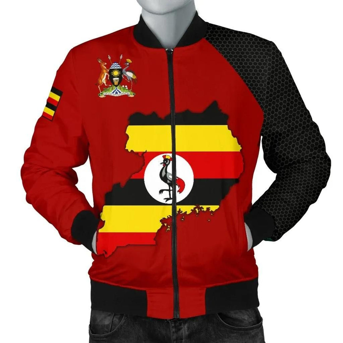 FUNSTUFFPRINT Uganda Bomber Jacket Map (Men) 3D Bomber Jacket