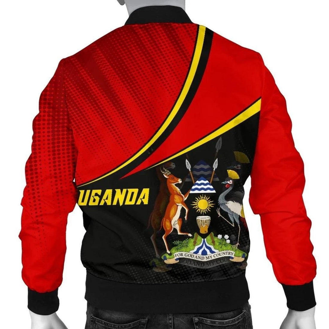 FUNSTUFFPRINT Uganda Personalised Men's Bomber Jacket - National Flag - 3D Bomber Jacket